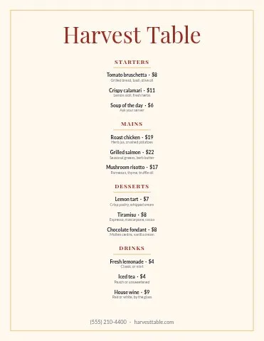 Restaurant elegant menu template